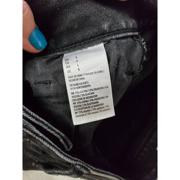 American Eagle Outfitters Womens‎ Super Stretch X Mini Shorts Black Distressed 4 - Picture 7 of 7